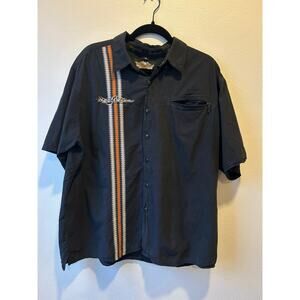 Harley Davidson Button Down Shirt XL Black Embroidered Stripe Motorcycle Shirt